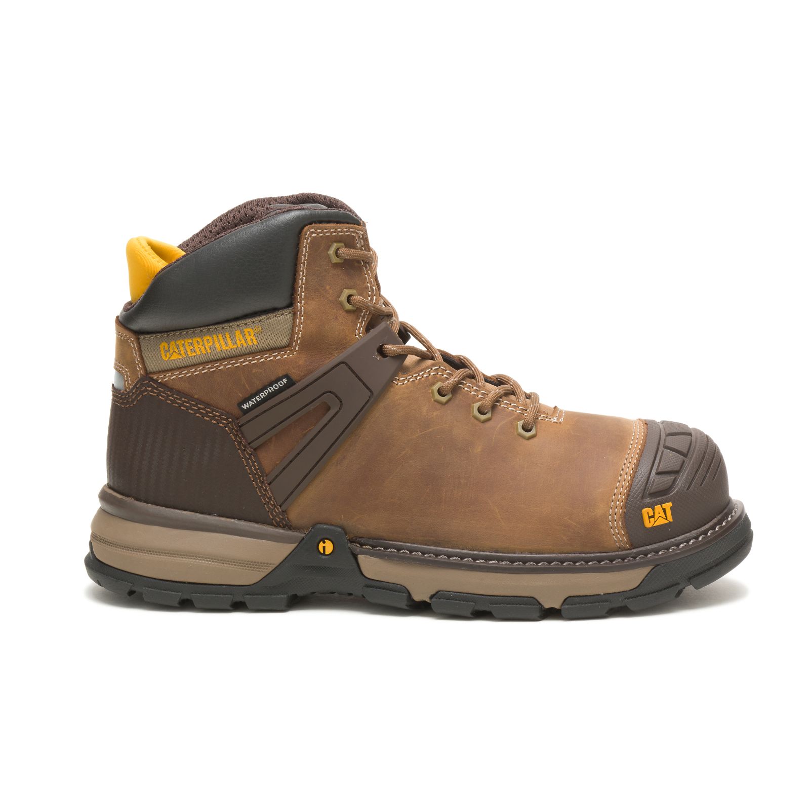 Caterpillar Men's Excavator Superlite Waterproof Soft Toe Work Boots Dark Beige CAT-87193